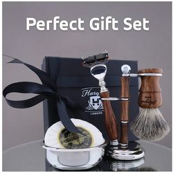 Haryali London Rasierpinsel Haryali London Men Shaving Set Razor Shaving Brush Stand Soap and Bowl, 5 tlg.