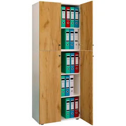 Mid.you Aktenschrank , Weiß, Honigeiche , Holzwerkstoff , 2 Fächer , 70x183x39 cm , Büromöbel, Büroschränke, Aktenschränke