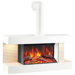 Elektrokamin , Weiß , Metall, Glas , 82.0x84.0x21.7 cm , Fernbedienung, Flammeneffekt separat schaltbar, Überhitzungsschutz, Thermostat, Dimmer , Kleinmöbel