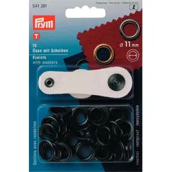 Stofferia Stoff Ösen und Scheiben MS 11,0 mm brüniert, Meterware