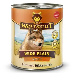 WOLFSBLUT 800g Hundenassfutter Sparpaket 12 x 800 Gramm Wide Plain Pferdefleisch mit Süßkartoffel