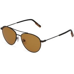 Zegna EZ0137 Unisex-Sonnenbrille Vollrand Pilot Metall-Gestell, Schwarz