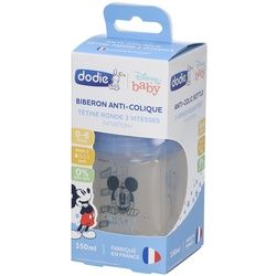 dodie® Babyflasche Initiation+ 150 ml Anti-Kolik Rundsauger 3-Gang Disney Mickey Blau 0-6 Monate