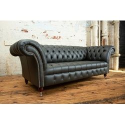 JVmoebel Chesterfield-Sofa, Chesterfield 3 Sitzer Sofa Design Sofa Couch 225 cm schwarz