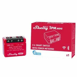 SHELLY Plus 1PM Mini Gen3, Bluetooth/WLAN-Funkschalter Relais mit Leistungsmesser, 1-Kanal, Unterputz, Schaltaktor