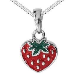 OSTSEE-SCHMUCK Kette mit Anhänger Ostsee-Schmuck Kette mit Anhänger Erdbeere (2-tlg) silberfarben 40 cm