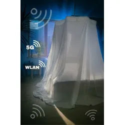 geborgenschlafen Betthimmel Baldachin Elektrosmogabschirmung, Abschirmbaldachin für Einzel- & Doppelbett – Schutz vor Elektrosmog weiß 140 cm x 220 cm