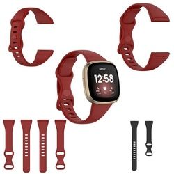 Wigento Smartwatch-Armband Für Fitbit Versa 4 / Versa 3 / Sense Kunststoff / Silikon Armband für Männer / Größe L Rot Uhr