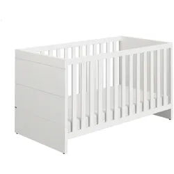 Paidi Gitterbett , Weiß , Holz, Holzwerkstoff , 75.8x79.9x145 cm , Blauer Engel, Goldenes M , zum Juniorbett umbaubar, höhenverstellbar, zum Sitzsofa umbaubar, Lattenrost inklusive, Schlupfsprossen , Babymöbel & Kindermöbel, Babyzimmer, Babybetten