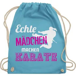Shirtracer Turnbeutel Echte Mädchen machen Karate, Kampfsport blau