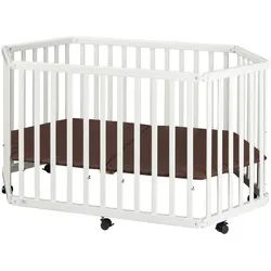 tiSsi Laufgitter , Weiß , Holz , Buche , massiv , 86x138x75 cm , Made in Europe , gepolsterter Boden, höhenverstellbar, zusammenklappbar , Baby & Kindermöbel, Babyzimmer, Laufgitter