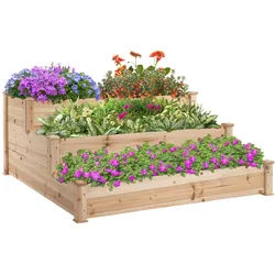Outsunny Hochbeet, Naturfarben , Holz , 124x56x124 cm , Gartenzubehör, Hochbeete