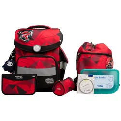 School-Mood Timeless Pro Schulranzen-set, rot mit Muster