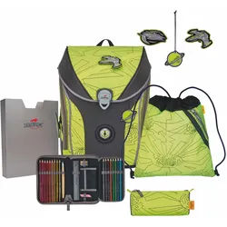 DerDieDas ErgoFlex MAX "Superflash" Schulrucksack-Set 5-teilig mit Sportbeutel Neon Fighter