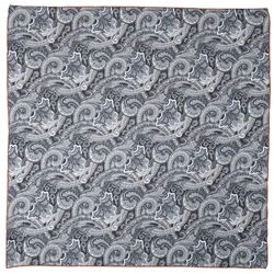 MayTree Seidentuch Seidentuch Baumwolle und Seide quadratisch 65x65cm, Paisley blau grau, (Stück), 70% Baumwolle, 30% Maulbeerseide mit handrolliertem Rand blau|grau