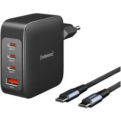 INTENSO USB-Lader 7814010, 140 W, 4-fach, 3xUSB-C, 1xUSB-A, GaN, schwarz