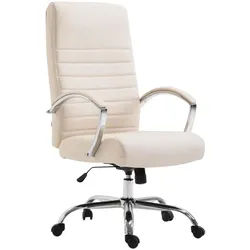 CLP Chefsessel Lederlook Creme , Metall , 60x110x68 cm , Büromöbel, Bürostühle, Chefsessel