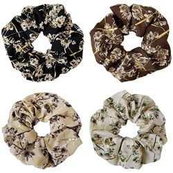 FIDDY Haarband Haargummi Scrunchie Floral Haargummi Damen Set Elastischer (4 Stück), 4-tlg.