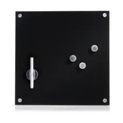 Zeller Glas Memoboard, Als Magnettafel nutzbar und komplett beschreibbar, Maße: 40 x 40 cm, schwarz