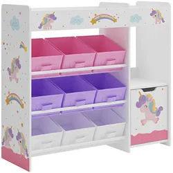 [en.casa] Kinderregal Søndreland , Weiß, Lila, Rosa , Holzwerkstoff , Märchen/ Fantasie , 90x80x29.5 cm , Babymöbel & Kindermöbel, Babyzimmer, Babyregale & Kinderregale