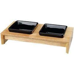TRIXIE Napf-Set Keramik/Holz 2 x 0,2 Liter
