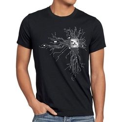 style3 Print-Shirt Herren T-Shirt Cyborg Computer Chip mac spiel game konsole gamer prozessor cpu schwarz M