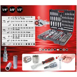 KS Tools 1/4 Zoll+3/8 Zoll+1/2 Zoll Steckschlüssel-Satz, 195-tlg.