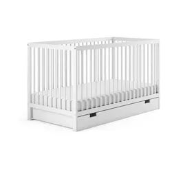 Kids Collective Kinderbett Leni mit Schublade , Weiß , Holz , Buche , 60x120 cm , Babymöbel & Kindermöbel, Babyzimmer, Babybetten, Gitterbetten