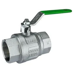 Kugelhahn 2'' IG x 2'' IG - DN 50 - Messing vernickelt - mit Hebelgriff grün - voller Durchgang - mit DVGW