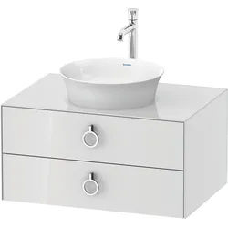 Duravit White Tulip, Waschtischunterbau wandhängend, Breite 800 x Tiefe 550mm, mit 2 Schubkästen, mit Griff, WT499008585, Farbe: Weiß Hochglanz Lack