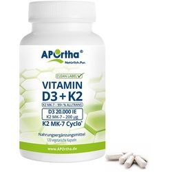 APOrtha® Vitamin D3 20.000 IE + K2 Mk-7 Cyclo® 200 μg Kapseln 120 St