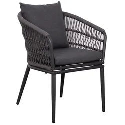 Gardenson Gartensessel , Grau , Metall, Kunststoff, Textil , 58x78x63 cm , Bezug abnehmbar, wetterfest, UV-beständig , Gartenmöbel, Gartensessel