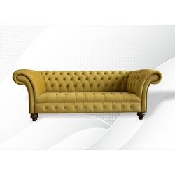 JVmoebel Chesterfield-Sofa, Chesterfield 3 Sitzer Sofa Design Sofa Couch 225 cm gelb