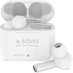 Savio TWS-07 PRO Bluetooth Earphones Kopfhörer Weiß (4 h, Kabellos), Kopfhörer, Weiss