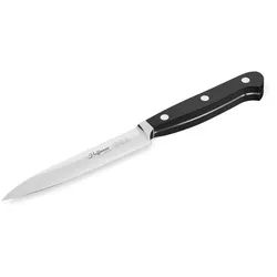 Hoffmann Germany Spickmesser Allzweckmesser handgeschmiedet Solingen 12 cm – rostfreier Stahl, X50CrMoV15, 58 HRC, Glatter Schliff, POM-Griff, Solingen schwarz|silberfarben