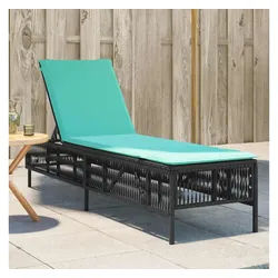 furnicato Gartenliege Sonnenliege Schwarz 198x55x39-96 cm aus PE-Rattan und Stahl schwarz