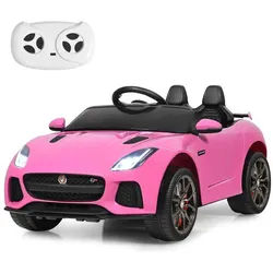 Costway Kinderauto Jaguar 12V Elektro Rosa , Pink , Kunststoff , 66x50x107.5 cm , Freizeit & Co, Gartenspielzeug, Kinder-Elektrofahrzeuge