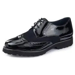 Les derbies en cuir veau verni froissé et cuir Sioux noir