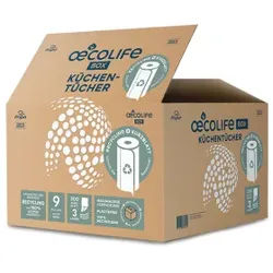 Fripa oceolife Küchenrolle, RECYCLING, 3-lagig, lichtgrau, Saugfähiges Küchenpapier aus 100% Altpapier, 1 Karton = 9 Rollen à 200 Blatt