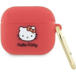 Hello Kitty HKA33DKHSF Airpods 3 cover fuksja/fuschia Silicone 3D Kitty Head (Kopfhörer Hülle), Kopfhörertasche + Schutzhülle, Rot