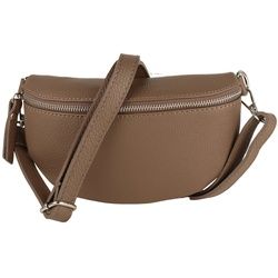 MIRROSI Bauchtasche Damen, Echtleder, Leder, Made in Italy, Umhängetasche, Brusttasche, (Schultertasche für jeden Anlass (1 Tasche & 1 Gurt), 3 Größen auswählbar), Crossbody Bag, Damen Taschen verstellbaren Schulterriemen braun|silberfarben Mittelgroße Tasche (25x16x7cm)