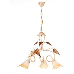 Xxxl Kronleuchter , Weiß, Beige , Metall, Glas , Blätter , 40x110x40 cm , Lampen & Leuchten, Innenbeleuchtung, Hängeleuchten, Kronleuchter