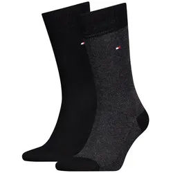 TOMMY HILFIGER Herren Socken Birdseye 2er Pack - Black - 43-46