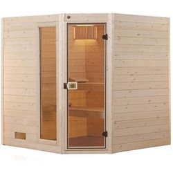 weka Massivholz-Sauna VALIDA Gr. 2 Sparset Eck 7,5 kW OS inkl. digitaler Steuerung, Glastür und Fenster