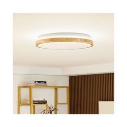 Lindby LED-Deckenlampe Emiva, Lichtquelle oben, CCT, Holz