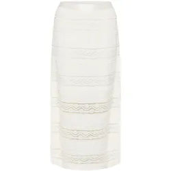 Midirock KAFFE "Rock KAanne", Damen, Gr. L, weiß (chalk), Obermaterial: 55% Baumwolle CO. 42% Nylon NY. 3% Elasthan EL., Röcke