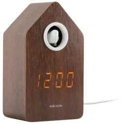 Karlsson Wecker , Dunkelbraun , Holzwerkstoff , 9x15.5x6 cm , Weckfunktion, 3D-Zahlen , Dekoration, Uhren, Wecker