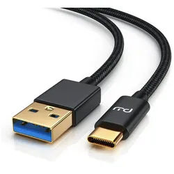 Primewire USB-Kabel, 3.1, USB-C, USB 3.0 Typ A (50 cm), Datenkabel, Ladekabel, Nylonmantel, bidirektional, Geschirmt - 0,5m schwarz