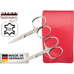 EloModa Nagelschere 2x Solingen Nagelschere gehärteter Stahl – Extra scharf mit gebogener, (2-tlg), Nagelscheren Set Solingen 2-teilig – Fingernagelschere rot