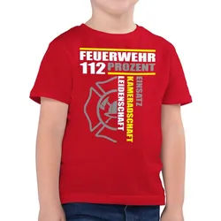 Shirtracer T-Shirt Feuerwehr 112 Prozent Einsatz Kameradschaft Leidenschaft I Freiwillige (1-tlg) Feuerwehr rot 152 (12/13 Jahre)